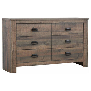 Juego de dormitorio Frederick Eastern King de 5 piezas, roble desgastado