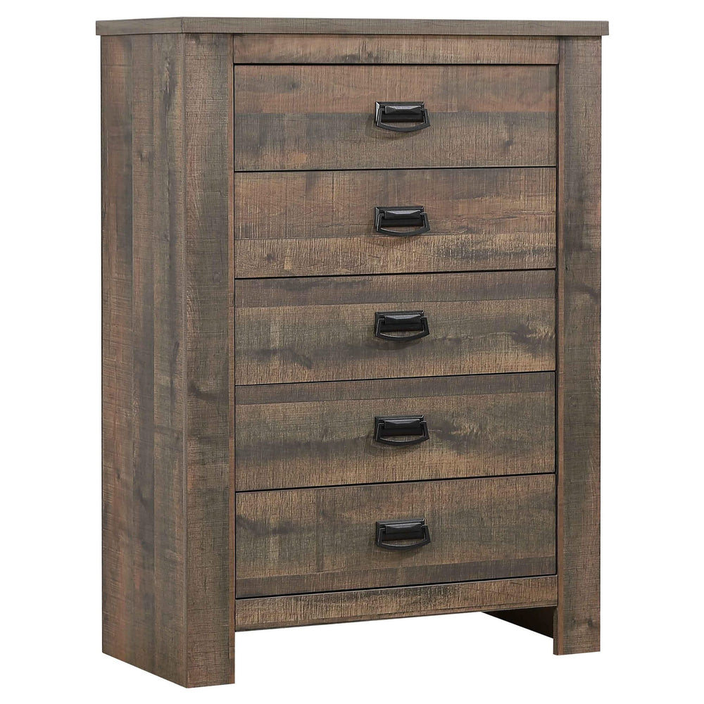 Juego de dormitorio Frederick Eastern King de 5 piezas, roble desgastado