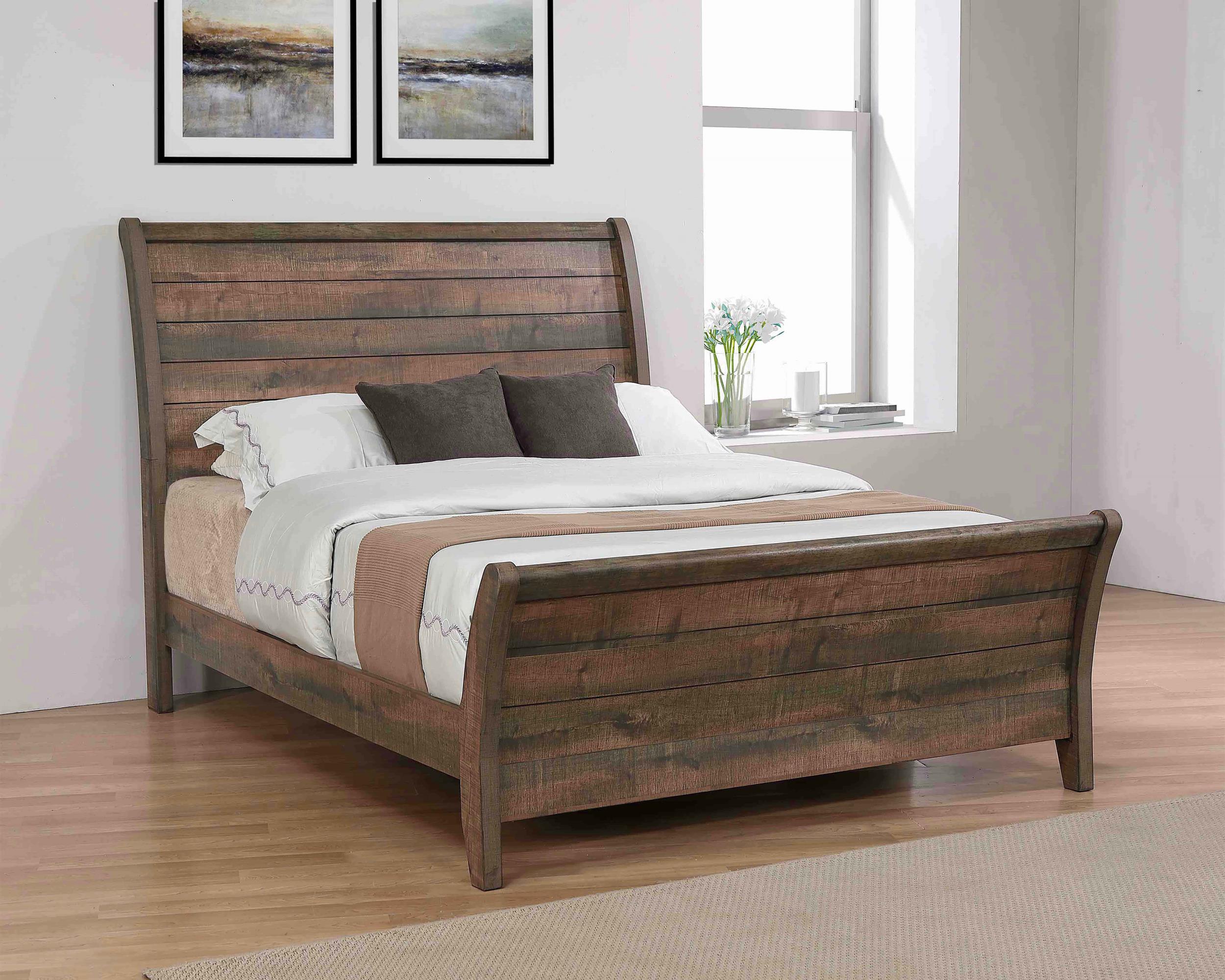 Frederick Wood California King Sleigh Bed Weathered Oak