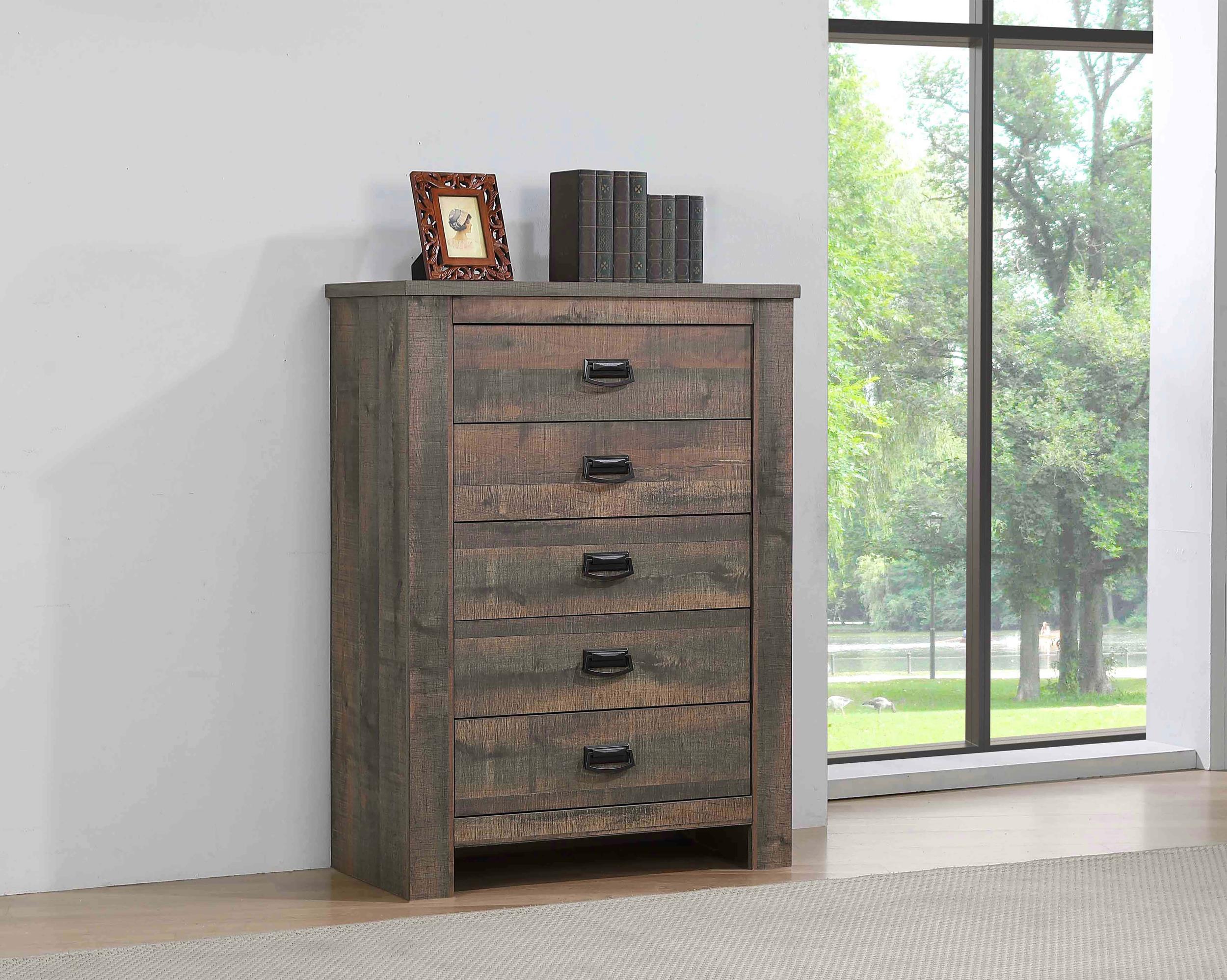 Frederick 5-drawer Bedroom Chest Weathered Oak