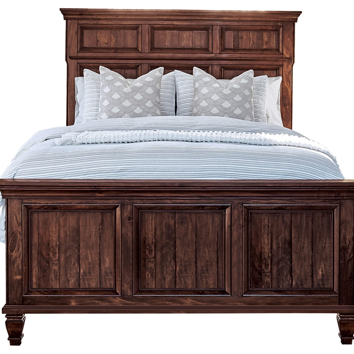 Cama con paneles Avenue Wood Eastern King, color marrón bruñido y desgastado