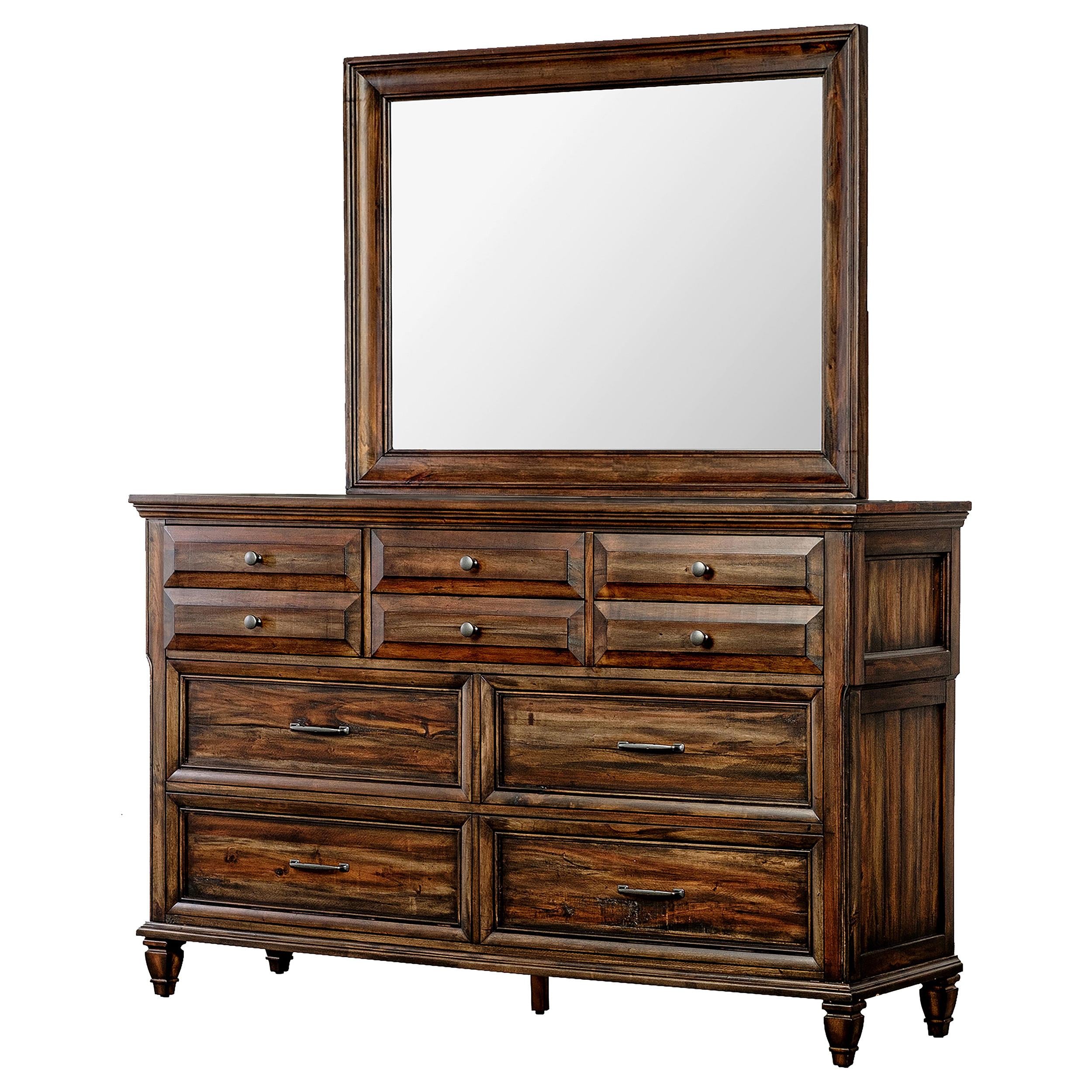 Avenue 8-drawer Dresser and Mirror Weathered Burnished Brown