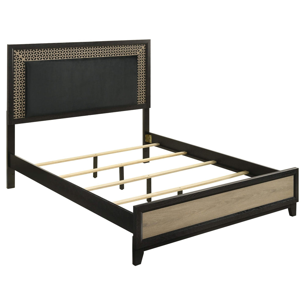 Cama Queen con paneles de madera Valencia, color negro