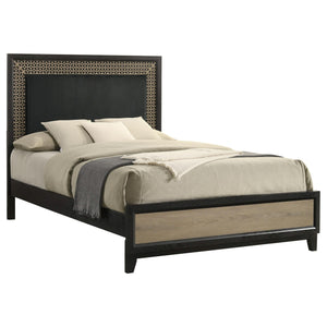 Cama Queen con paneles de madera Valencia, color negro