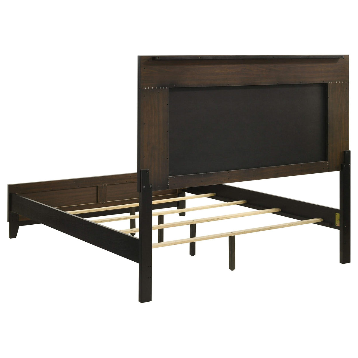 Cama Queen con paneles de madera Valencia, color negro