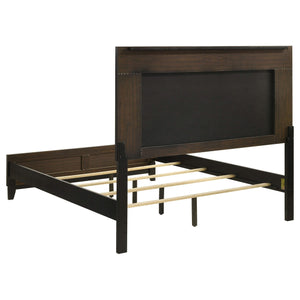 Cama Queen con paneles de madera Valencia, color negro