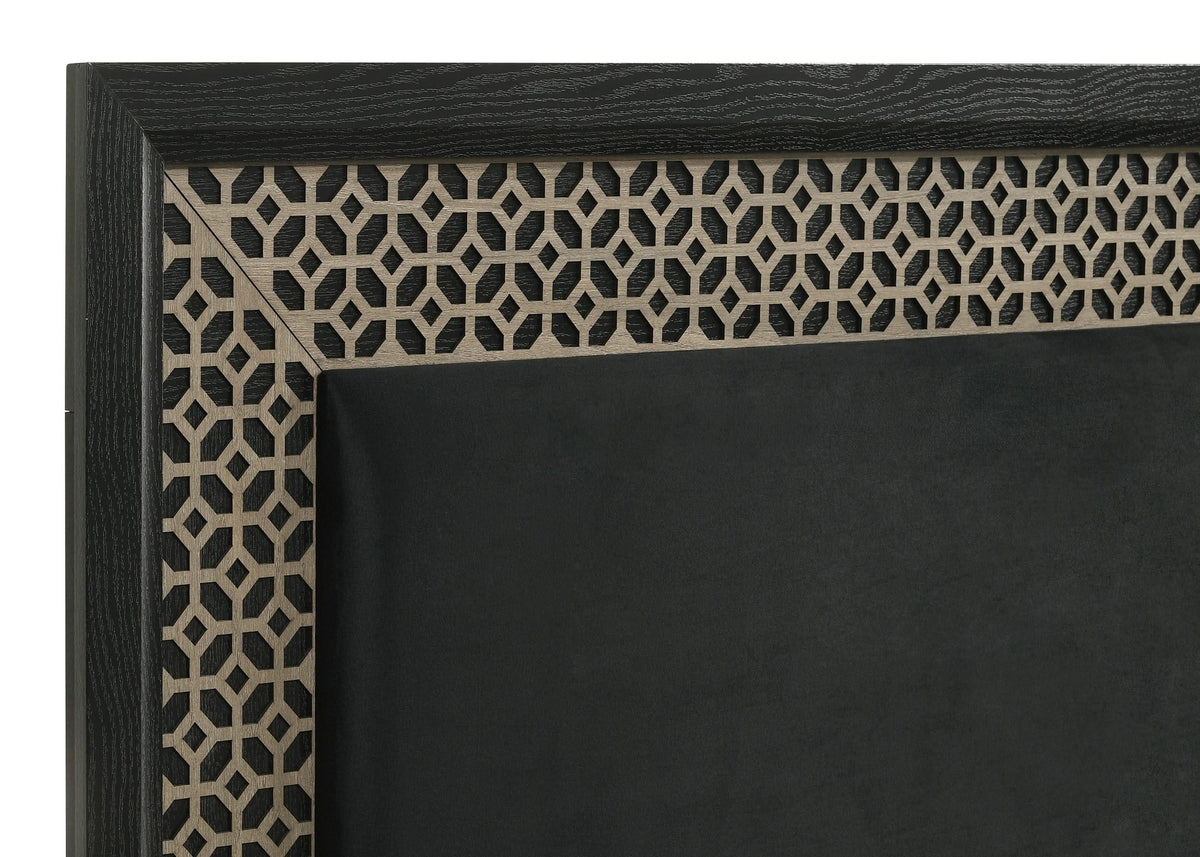Cama Queen con paneles de madera Valencia, color negro