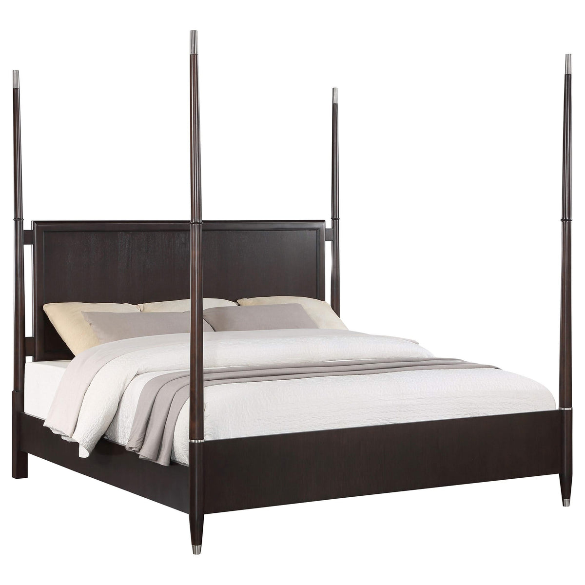Cama con dosel Emberlyn Wood Queen, color marrón