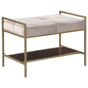Maria Velvet Upholstered Bench with Shelf Grey and Gold