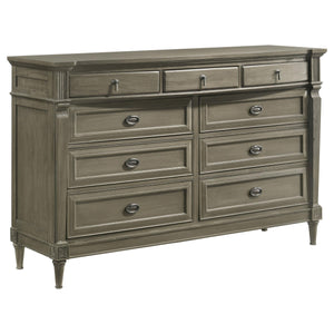 Juego de dormitorio Alderwood de 5 piezas California King en gris francés