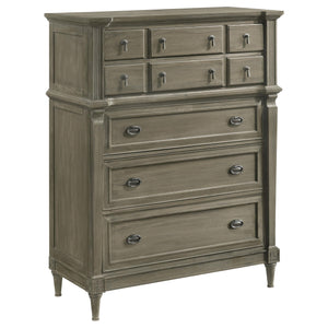 Juego de dormitorio Alderwood de 5 piezas California King en gris francés