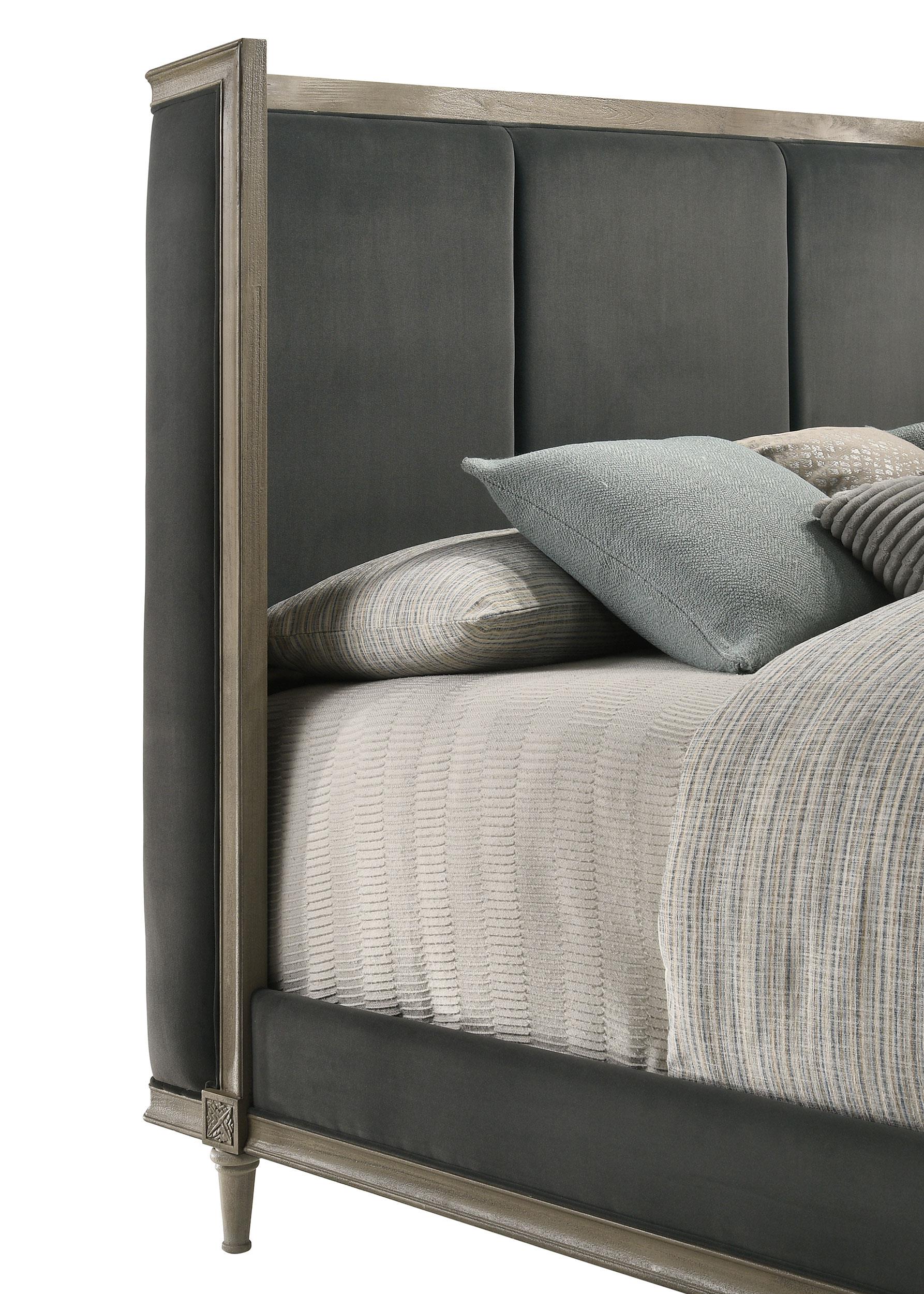 Alderwood Upholstered California King Wingback Bed Grey