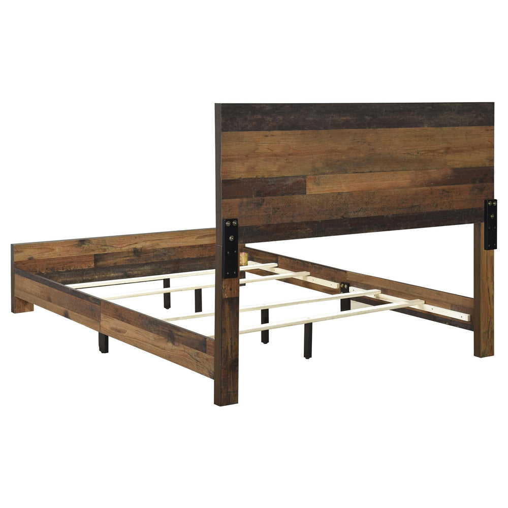 Cama Queen con paneles Sidney Wood de pino rústico