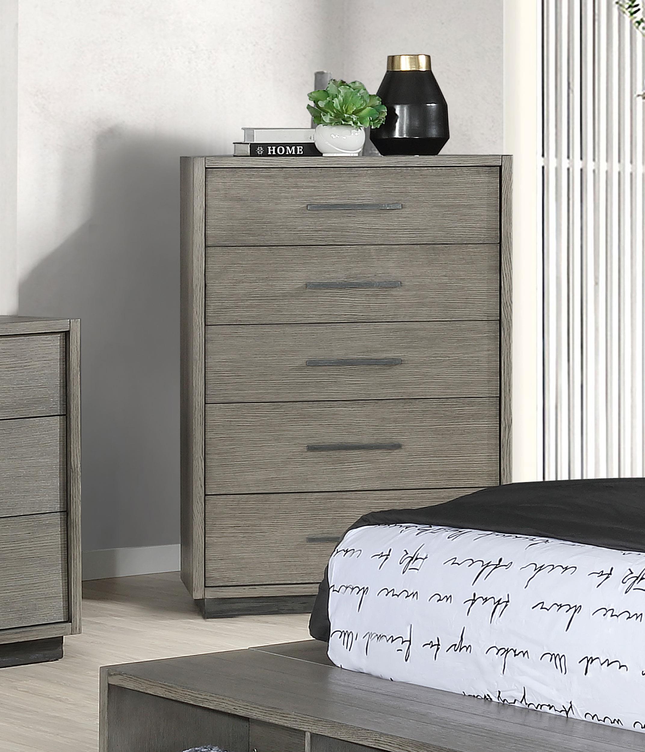 Derbyshire 5-drawer Bedroom Chest Grey Oak