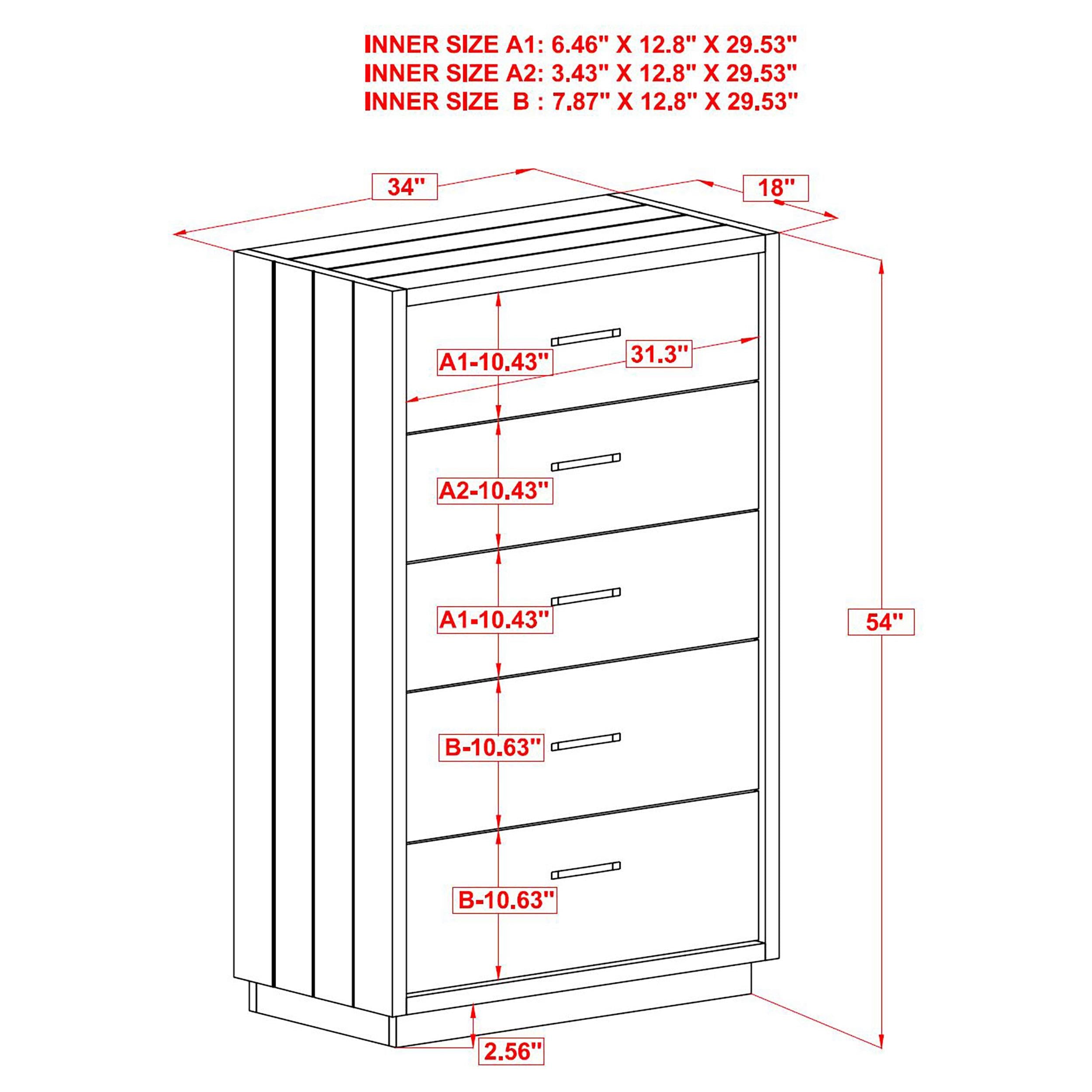 Derbyshire 5-drawer Bedroom Chest Grey Oak