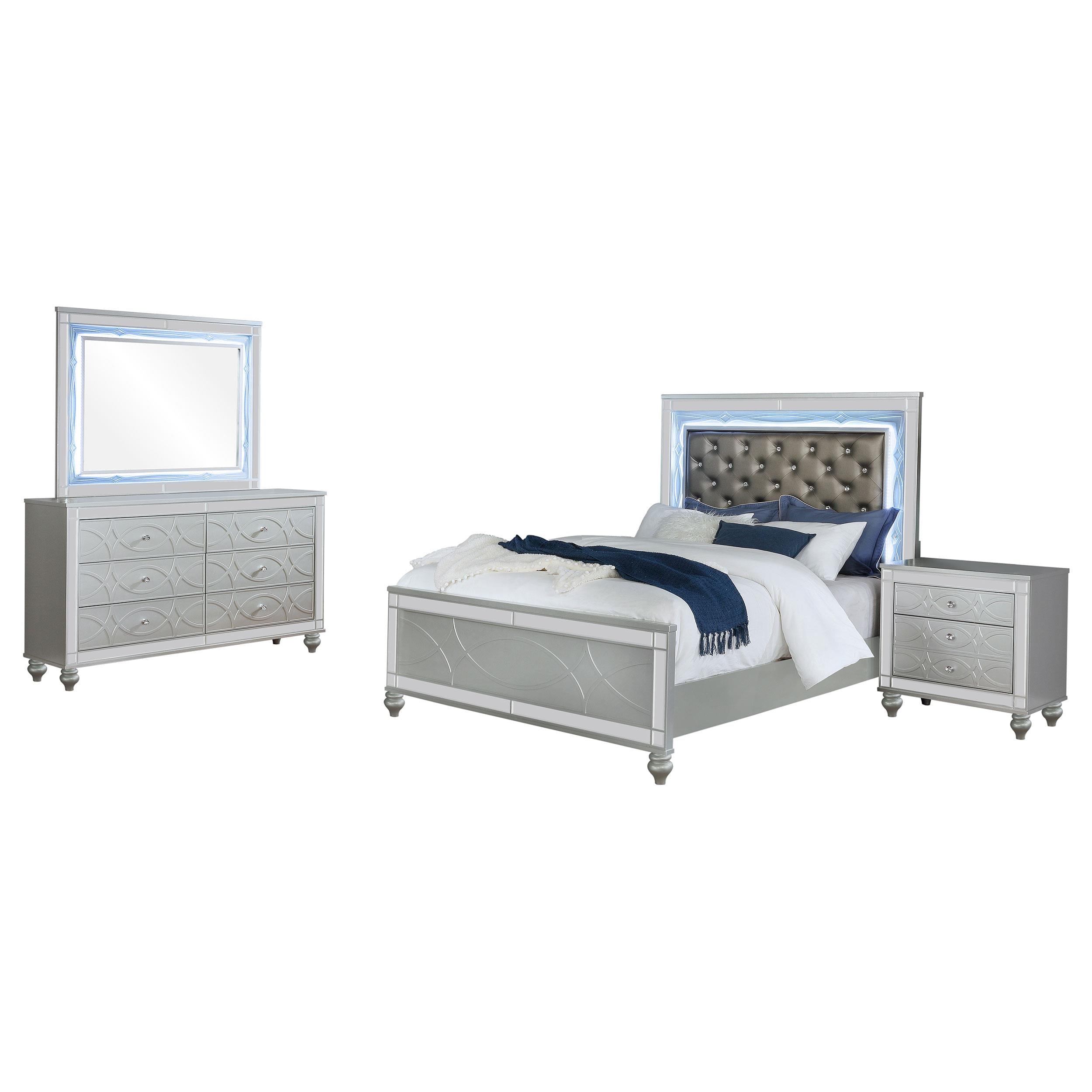 Gunnison 4-piece California King Bedroom Set Silver Metallic