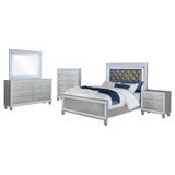 Juego de dormitorio Gunnison California King de 5 piezas, color plateado metalizado