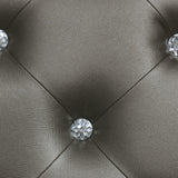 Cama California King con paneles LED Gunnison Wood, color plateado metalizado