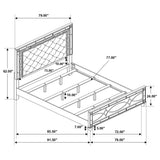 Cama California King con paneles LED Gunnison Wood, color plateado metalizado