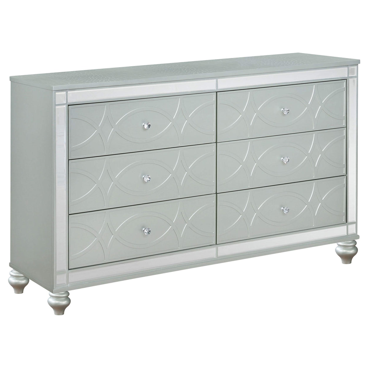Juego de dormitorio Gunnison de 4 piezas tamaño Queen, color plateado metalizado