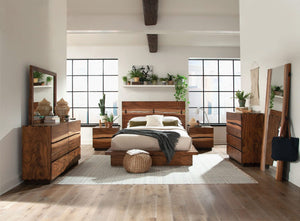 Cama King con paneles Winslow Wood Eastern en nogal ahumado