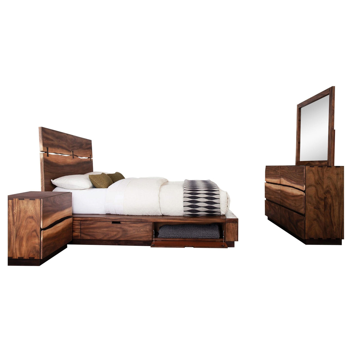 Juego de dormitorio Winslow Eastern King de 4 piezas en nogal ahumado