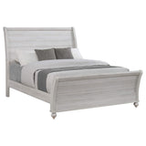 Cama estilo trineo Stillwood Wood Eastern King, estilo vintage, lino