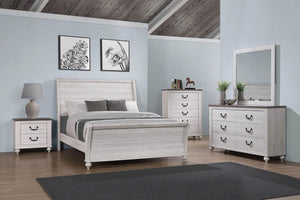 Cama estilo trineo Stillwood Wood Eastern King, estilo vintage, lino