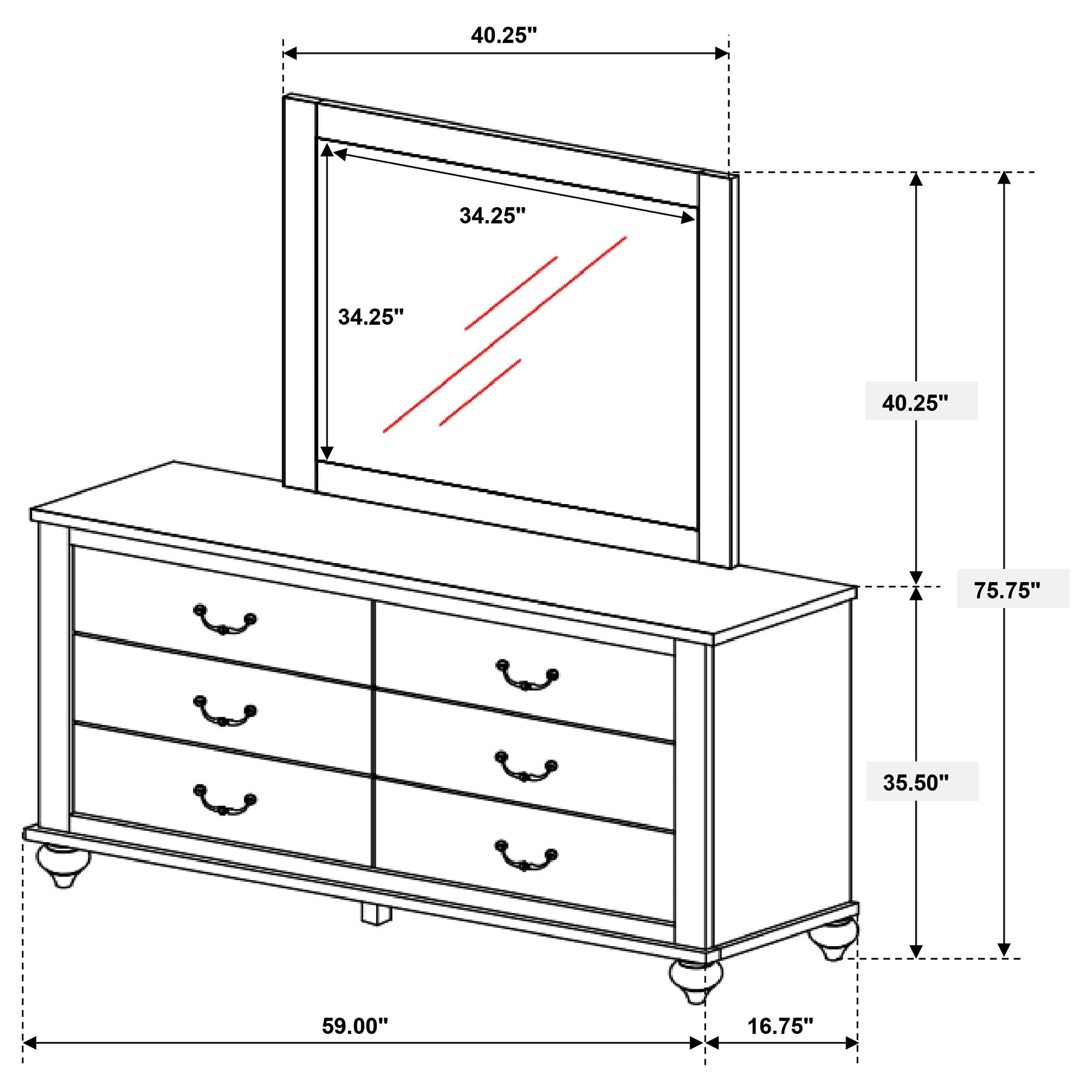 Stillwood 6-drawer Dresser with Mirror Vintage Linen