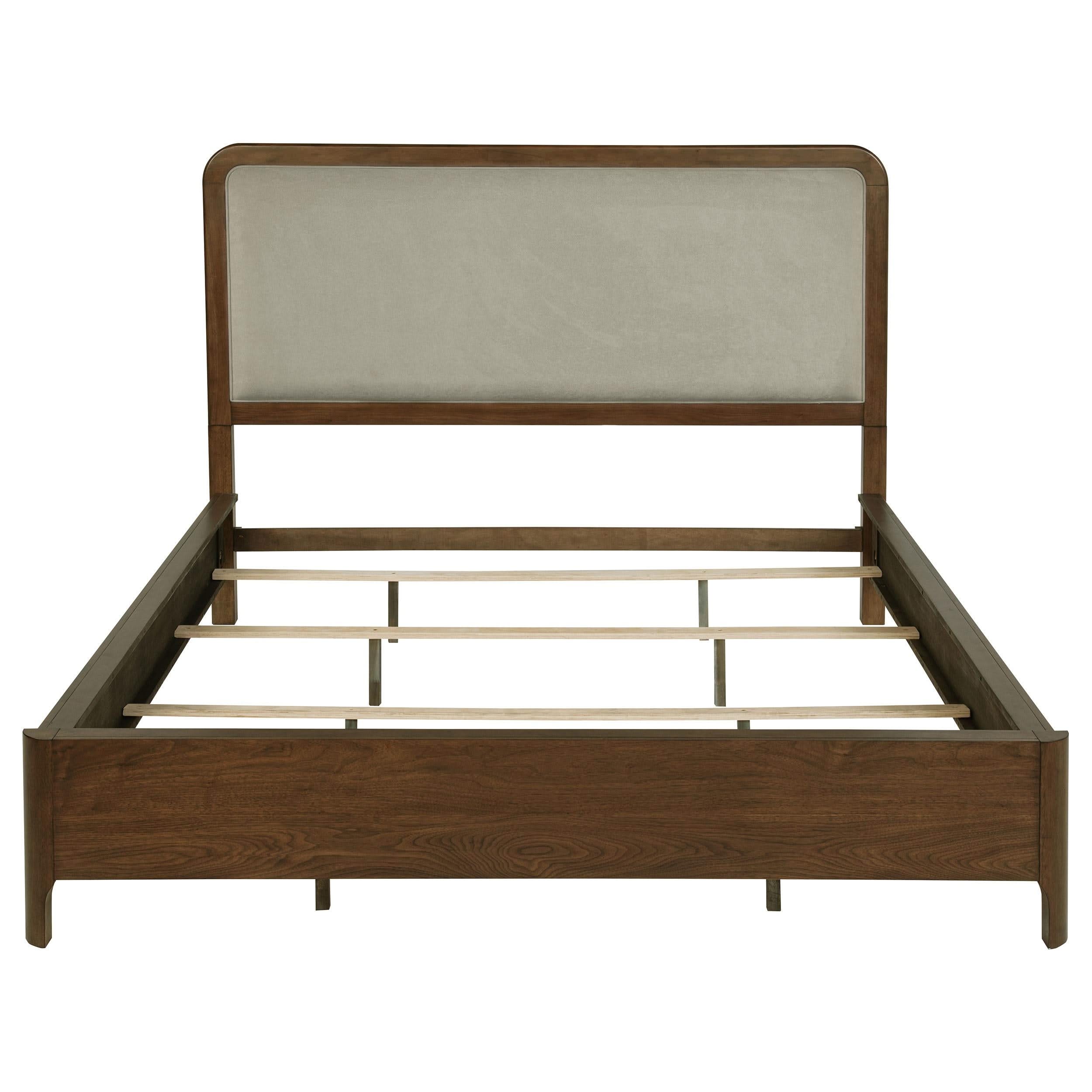 Cama California King tapizada de 57 pulgadas Maderia en nogal