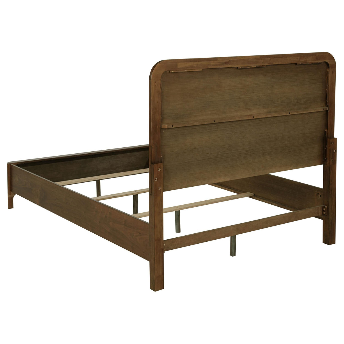 Cama Queen tapizada Maderia de 57 pulgadas con paneles en nogal