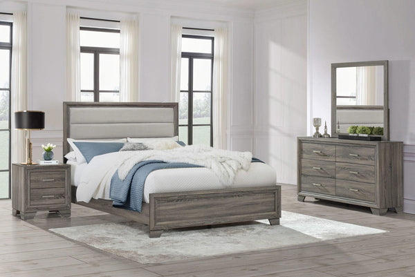 Juego de dormitorio Wright California King de 4 piezas en roble marrón