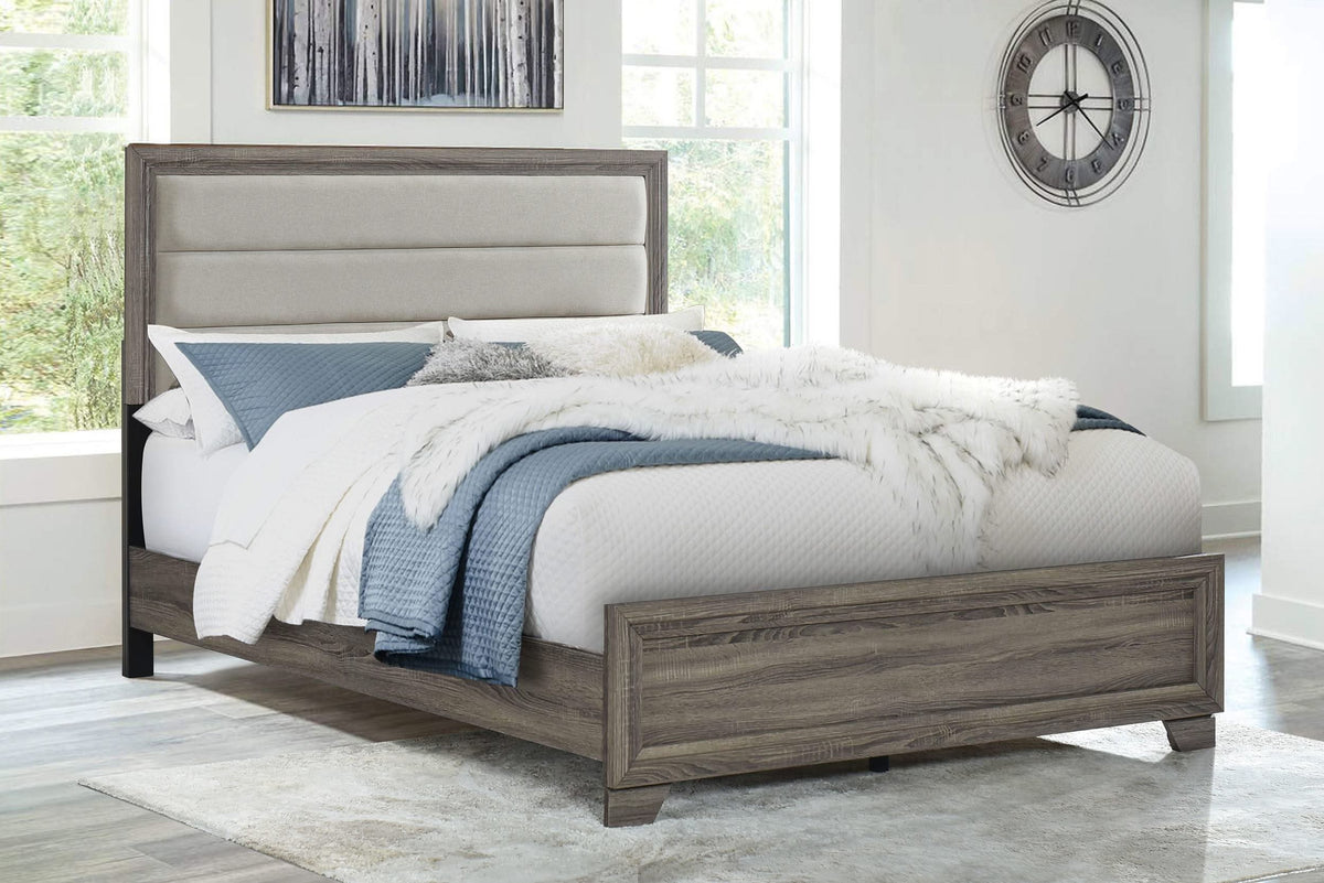 Cama tapizada California King Wright de 52 pulgadas en roble marrón