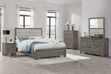 Cama tapizada California King Wright de 52 pulgadas en roble marrón
