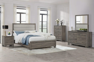 Cama tapizada California King Wright de 52 pulgadas en roble marrón