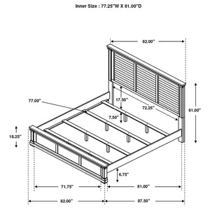 Juego de dormitorio Hillcrest Eastern King de 4 piezas en blanco desgastado