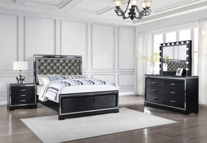 Juego de dormitorio Cappola California King de 4 piezas, color negro