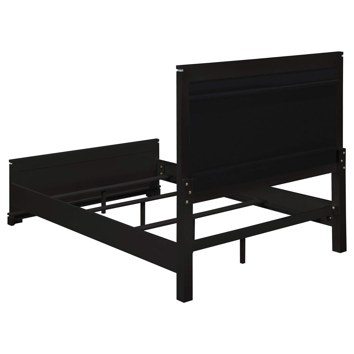 Cama California King con paneles de madera Cappola, color negro