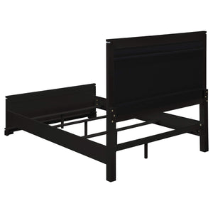 Cama California King con paneles de madera Cappola, color negro