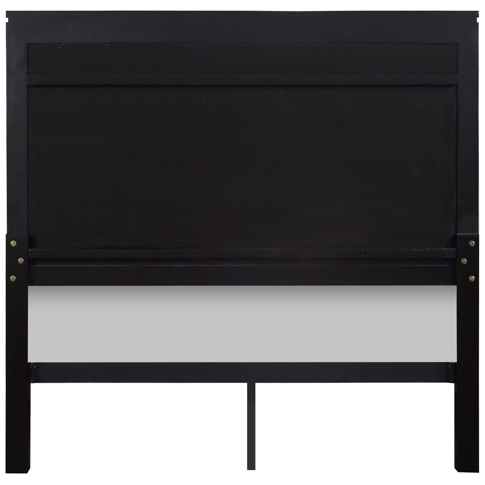 Cama California King con paneles de madera Cappola, color negro