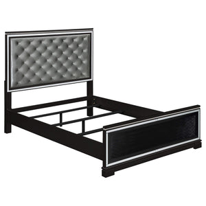 Cama Queen con paneles de madera Cappola, color negro