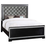 Cama Queen con paneles de madera Cappola, color negro