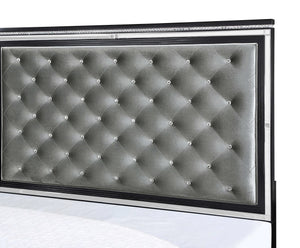 Cama Queen con paneles de madera Cappola, color negro