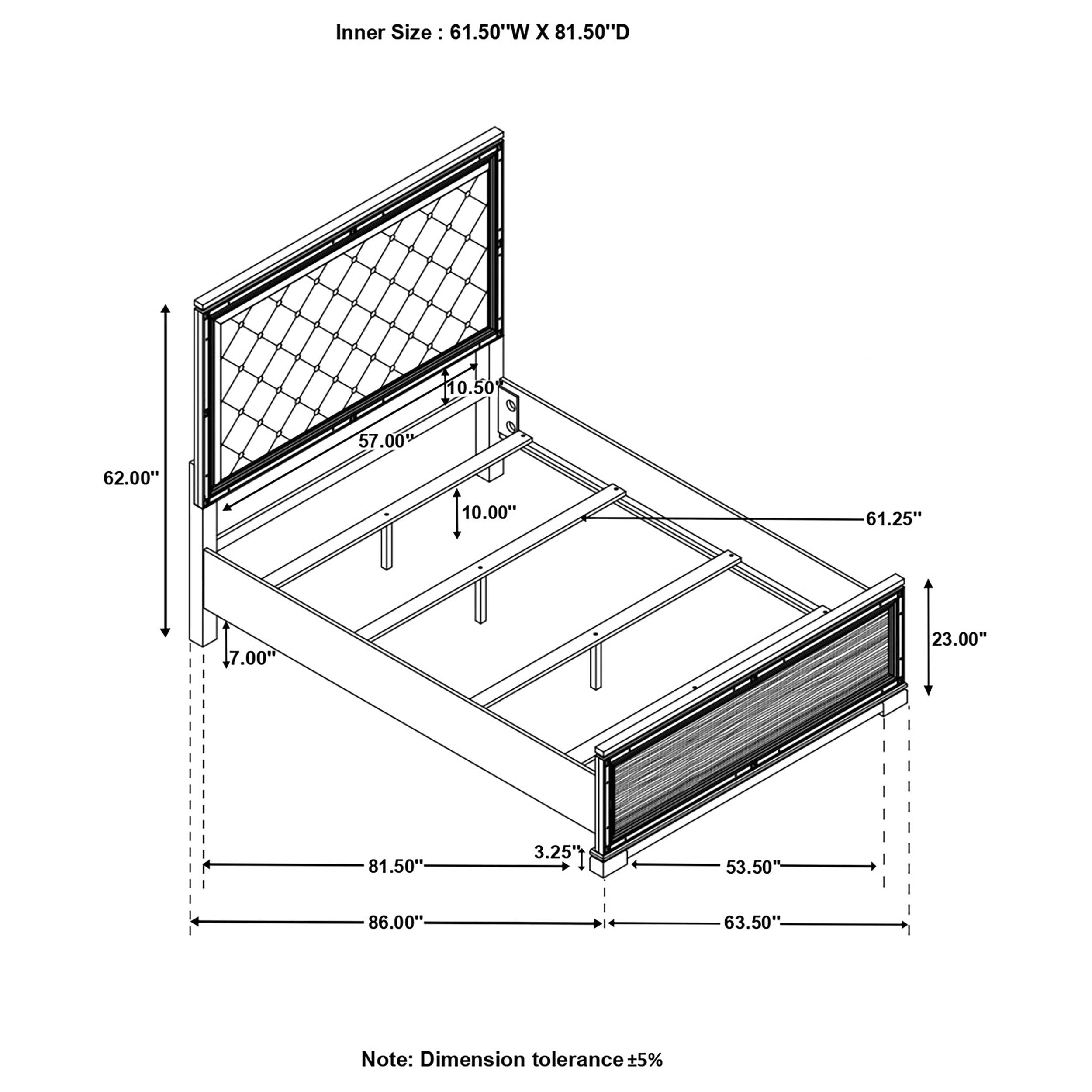 Cappola Wood Queen Panel Bed Black