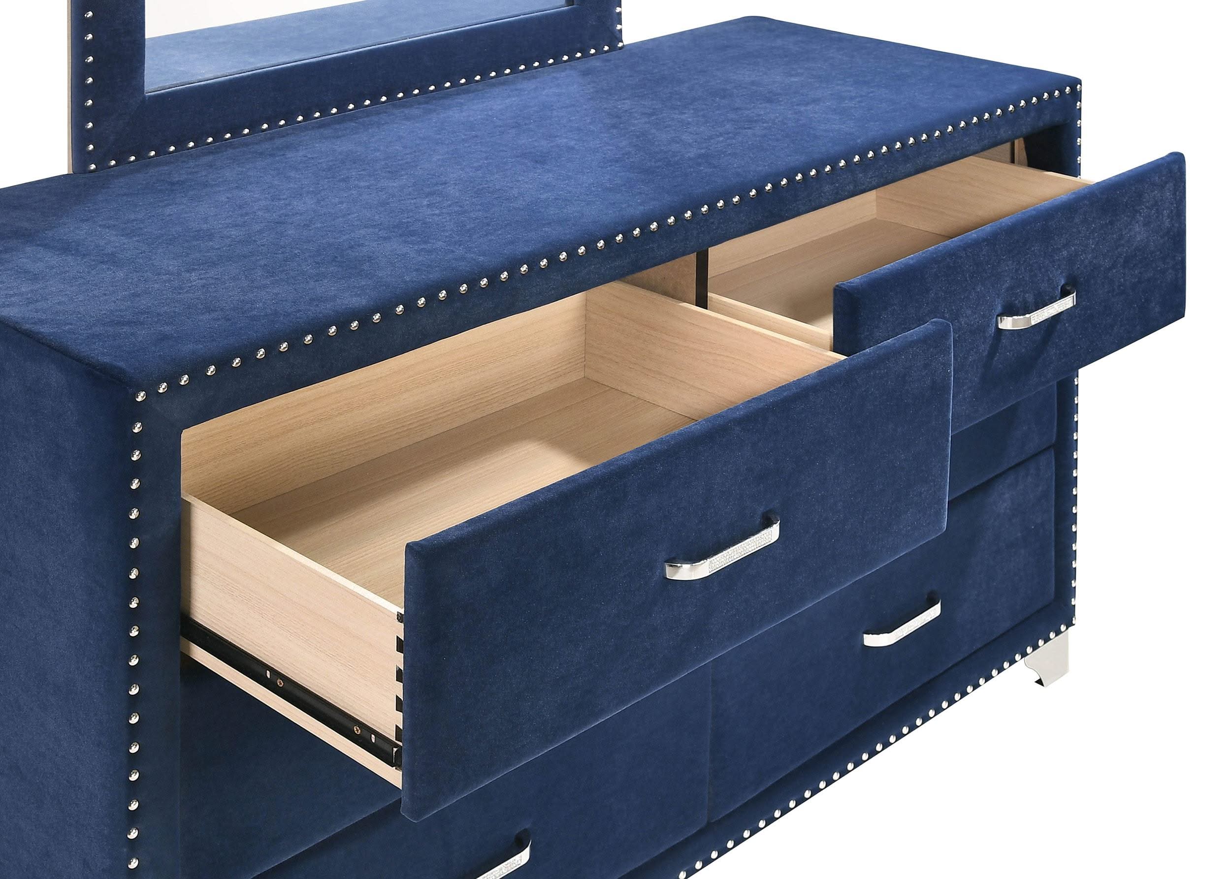 Juego de dormitorio Melody de 4 piezas, tamaño Queen, azul Pacífico
