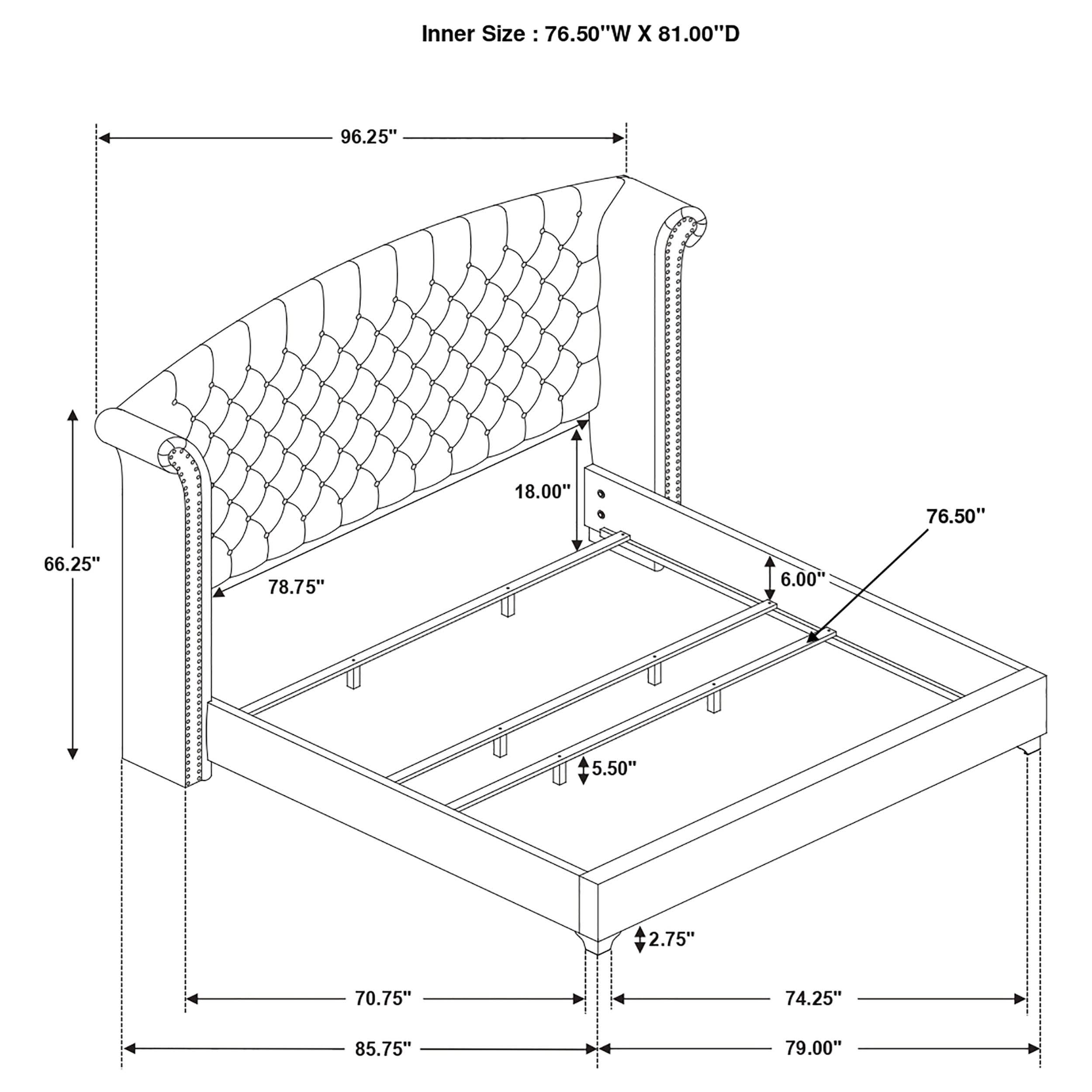 Juego de dormitorio Melody de 4 piezas Eastern King en gris