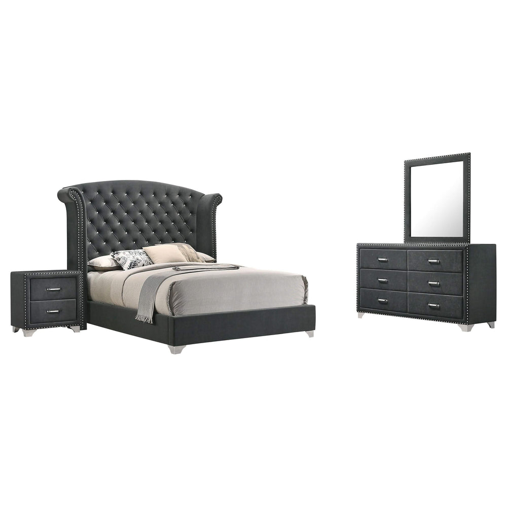 Juego de dormitorio Melody de 4 piezas, tamaño Queen, gris