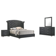 Juego de dormitorio Melody de 4 piezas, tamaño Queen, gris