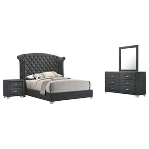 Juego de dormitorio Melody de 4 piezas, tamaño Queen, gris
