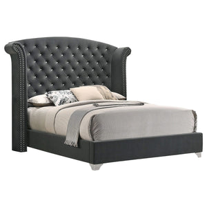 Juego de dormitorio Melody de 4 piezas, tamaño Queen, gris